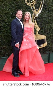 LOS ANGELES - APR 29:  Scott Martin, Lauralee Bell At The 45th Daytime Emmy Awards At The Pasadena Civic Auditorium On April 29, 2018 In Pasadena, CA