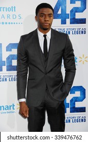 LOS ANGELES - APR 9 - Chadwick Boseman  arrives at the 42 Los Angeles Premiere on April 9,  2013 in Los Angeles, CA             