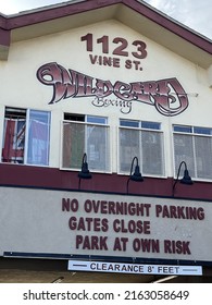 LOS ANGELES, April 26th, 2022: Wild Card Gym Hollywood Building Exterior, Close Up Of Logo Above Entrance. Freddie Roach, Manny Pacquiao's Trainer, Owns The Famous Boxing Gym On Vine Street.