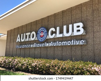 LOS ANGELES, April 6th, 2019: AAA Auto Club Southern California Exterior Logo And Sign Close Up At The Auto Club's Branch Office Building In Culver City, California.