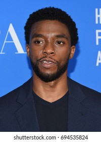 LOS ANGELES - AUG 02:  Chadwick Boseman arrives for the HFPA's Grants Banquet on August 2, 2017 in Beverly Hills, CA                