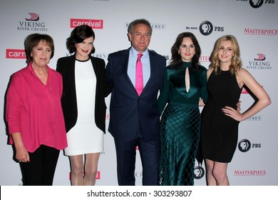 LOS ANGELES - AUG 1:  P Wilton, E  McGovern, Hugh Bonneville, M Dockery, L Carmichael, J Froggatt at the "Downton Abbey" Photo Call at the Beverly Hilton Hotel on August 1, 2015 in Beverly Hills, CA