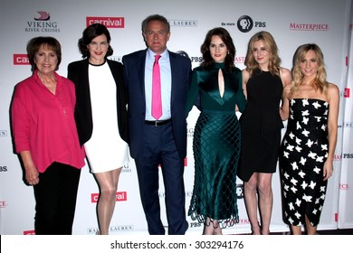 LOS ANGELES - AUG 1:  P Wilton, E  McGovern, Hugh Bonneville, M Dockery, L Carmichael, J Froggatt at the "Downton Abbey" Photo Call at the Beverly Hilton Hotel on August 1, 2015 in Beverly Hills, CA