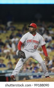 LOS ANGELES - AUG 20: Reds Pitcher (#53) Arthur Rhodes During The Reds Vs. Dodgers Game On Aug 20 2010 At Dodgers Stadium.