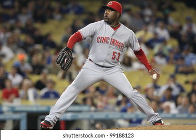 LOS ANGELES - AUG 20: Reds Pitcher (#53) Arthur Rhodes During The Reds Vs. Dodgers Game On Aug 20 2010 At Dodgers Stadium.