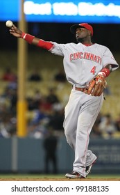 LOS ANGELES - AUG 20: Reds 2B (#4) Brandon Phillips During The Reds Vs. Dodgers Game On Aug 20 2010 At Dodgers Stadium.