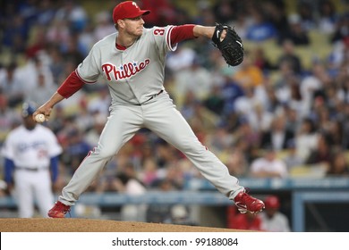 LOS ANGELES - AUG 30: Phillies Pitcher (#34) Roy Halladay During The Phillies Vs. Dodgers Game On Aug 30 2010 At Dodgers Stadium.