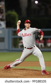 LOS ANGELES - AUG 30: Phillies Pitcher (#34) Roy Halladay During The Phillies Vs. Dodgers Game On Aug 30 2010 At Dodgers Stadium.