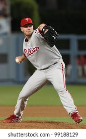 LOS ANGELES - AUG 30: Phillies Pitcher (#34) Roy Halladay During The Phillies Vs. Dodgers Game On Aug 30 2010 At Dodgers Stadium.