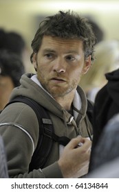 LOS ANGELES - AUGUST 15TH: Actor Sam Worthington Is Seen At LAX . August 15th 2010 In Los Angeles, California