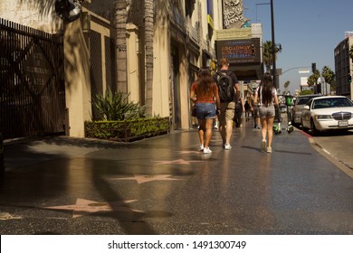Los Angeles - August 19, 2019: Hollywood Walk Of Fame Near The Pantages Theatre