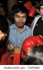 LOS ANGELES - AUGUST 30TH: Boxer Manny Pacquiao Is Seen At LAX . August 30th 2010 In Los Angeles, California