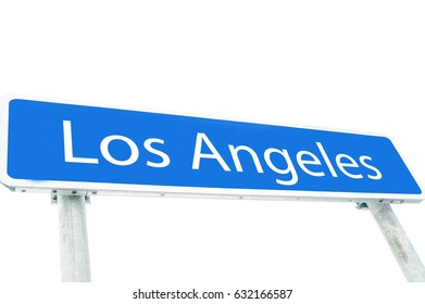 Los Angeles Blank Traffic Sign On White Background, Isolated