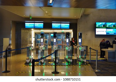 LOS ANGELES, CA -23 MAR 2018- View Of New Biometric Boarding Gates At The Los Angeles International Airport (LAX). 
