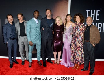 LOS ANGELES, CA: 24, 2020: Leigh Whannell, Michael Dorman, Aldis Hodge, Oliver Jackson-Cohen, Elisabeth Moss, Storm Reid, Donna Langley & Ron Meyer At The Prem Of 