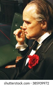 LOS ANGELES, CA - 28 Oct, 2013: Waxwork Of Marlon Brando As Godfather Don Vito Corleone,Marlon Brando Waxwork Figure - Madame Tussauds Hollywood.