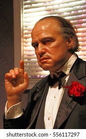 LOS ANGELES, CA - 28 Oct, 2013: Waxwork Of Marlon Brando As Godfather Don Vito Corleone,Marlon Brando Waxwork Figure - Madame Tussauds Hollywood.