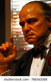 LOS ANGELES, CA - 28 Oct, 2013: Waxwork Of Marlon Brando As Godfather Don Vito Corleone,Marlon Brando Waxwork Figure - Madame Tussauds Hollywood.