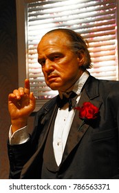 LOS ANGELES, CA - 28 Oct, 2013: Waxwork Of Marlon Brando As Godfather Don Vito Corleone,Marlon Brando Waxwork Figure - Madame Tussauds Hollywood.