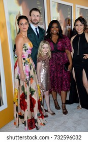 LOS ANGELES, CA - April 04, 2017: Actors Jenny Slate, Chris Evans, Octavia Spencer, Jona Xiao & McKenna Grace At The Premiere For 