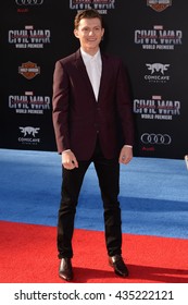 LOS ANGELES, CA. April 12, 2016: Actor Tom Holland At The World Premiere Of 