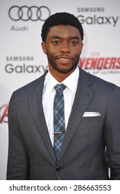 LOS ANGELES, CA - APRIL 13, 2015: Chadwick Boseman at the world premiere of "Avengers: Age of Ultron" at the Dolby Theatre, Hollywood. 