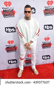 LOS ANGELES, CA. April 3, 2016. Musician Chris Brown At The IHeartRadio Music Awards 2016 At The Forum.
