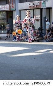 Los Angeles, CA - August 14 2022:  Dancers In Traditional Japanese Clothing Dance In The Nisei Festival In Little Tokyo