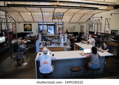 Los Angeles, CA: August 25, 2019:  Interior Of An Intelligentsia Coffee & Tea Shop In Venice, California.  Intelligentsia Coffee & Tea Is Based In Chicago.