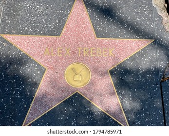 Los Angeles, CA - August 5, 2020: Hollywood Blvd Walk Of Fame Star For Alex Trebek.