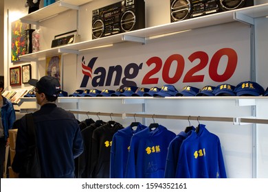 LOS ANGELES, CA - December 19, 2019: Andrew Yang & Donald Glover Open Pop-up Shop In LA