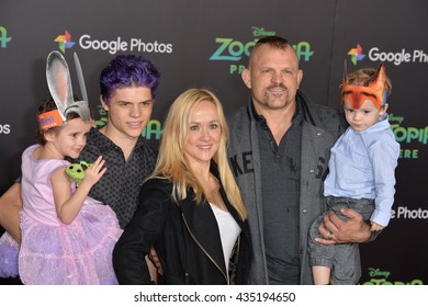 LOS ANGELES, CA - FEBRUARY 17, 2016: Chuck Liddell & Family At The Premiere Of Disney's 