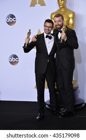 LOS ANGELES, CA - FEBRUARY 28, 2016: Sam Smith & Jimmy Napes At The 88th Academy Awards At The Dolby Theatre, Hollywood.