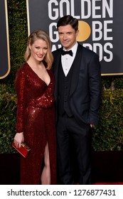 LOS ANGELES, CA. January 06, 2019: Topher Grace & Ashley Hinshaw At The 2019 Golden Globe Awards At The Beverly Hilton Hotel.
