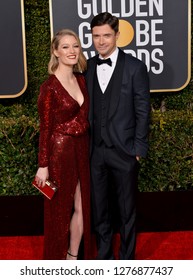 LOS ANGELES, CA. January 06, 2019: Topher Grace & Ashley Hinshaw At The 2019 Golden Globe Awards At The Beverly Hilton Hotel.
