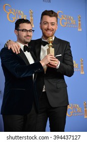 LOS ANGELES, CA - JANUARY 10, 2016: Sam Smith & Jimmy Napes At The 73rd Annual Golden Globe Awards At The Beverly Hilton Hotel.