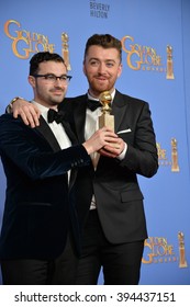 LOS ANGELES, CA - JANUARY 10, 2016: Sam Smith & Jimmy Napes At The 73rd Annual Golden Globe Awards At The Beverly Hilton Hotel.