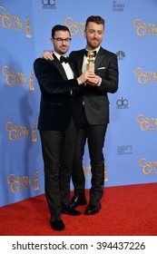 LOS ANGELES, CA - JANUARY 10, 2016: Sam Smith & Jimmy Napes At The 73rd Annual Golden Globe Awards At The Beverly Hilton Hotel.