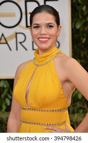LOS ANGELES, CA - JANUARY 10, 2016: America Ferrera At The 73rd Annual Golden Globe Awards At The Beverly Hilton Hotel.