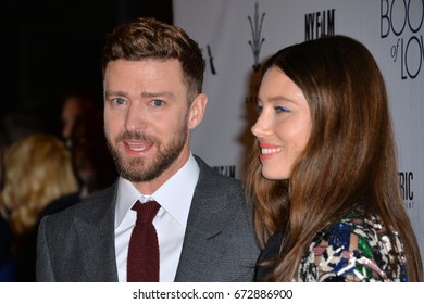 LOS ANGELES, CA - JANUARY 10, 2017: Justin Timberlake & Jessica Biel at the LA premiere for "The Book of Love" at The Grove, Los Angeles