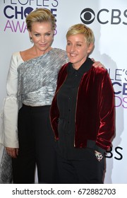 LOS ANGELES, CA - JANUARY 18, 2017: Ellen DeGeneres & Portia de Rossi at the 2017 People's Choice Awards at The Microsoft Theatre, L.A. Live, Los Angeles