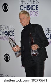 LOS ANGELES, CA - JANUARY 6, 2016: Ellen Degeneres at the People's Choice Awards 2016 at the Microsoft Theatre LA Live.