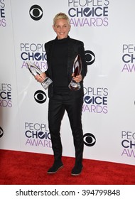LOS ANGELES, CA - JANUARY 6, 2016: Ellen Degeneres at the People's Choice Awards 2016