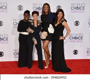 LOS ANGELES, CA - JANUARY 6, 2016: Sheryl Underwood, Sharon Osbourne, Aisha Tyler & Julie Chen At The People's Choice Awards 2016