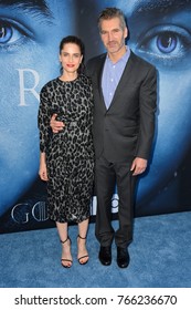 LOS ANGELES, CA - July 12, 2017: Amanda Peet & David Benioff At The Season Seven Premiere For 