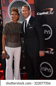 LOS ANGELES, CA - JULY 15, 2015: Baseball Star Alex Rodriguez & News Anchor Robin Roberts At The 2015 ESPY Awards At The Microsoft Theatre LA Live.
