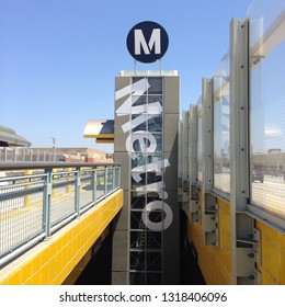 LOS ANGELES, CA, JULY 2015: Signage For LA Metro Station, Bus And Rail Transit System For The County