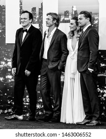 Los Angeles, CA - July 22, 2019: Quentin Tarantino, Brad Pitt, Margot Robbie and Leonardo DiCaprio attend The Los Angeles Premiere Of  "Once Upon a Time in Hollywood" held at TCL Chinese Theatre