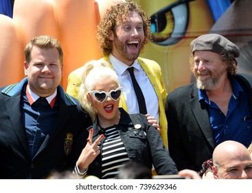 LOS ANGELES, CA. July 23, 2017: James Corden, Christina Aguilera, TJ Miller & Steven Wright At The World Premiere For 