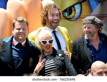 LOS ANGELES, CA - July 23, 2017: TJ Miller, Christina Aguilera, Anna Faris, Steven Wright At The World Premiere For 